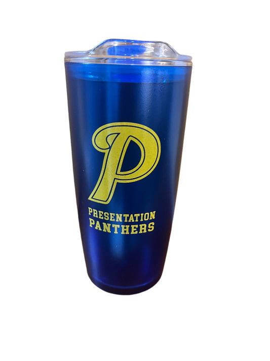 22oz. blue w/ gold tumbler