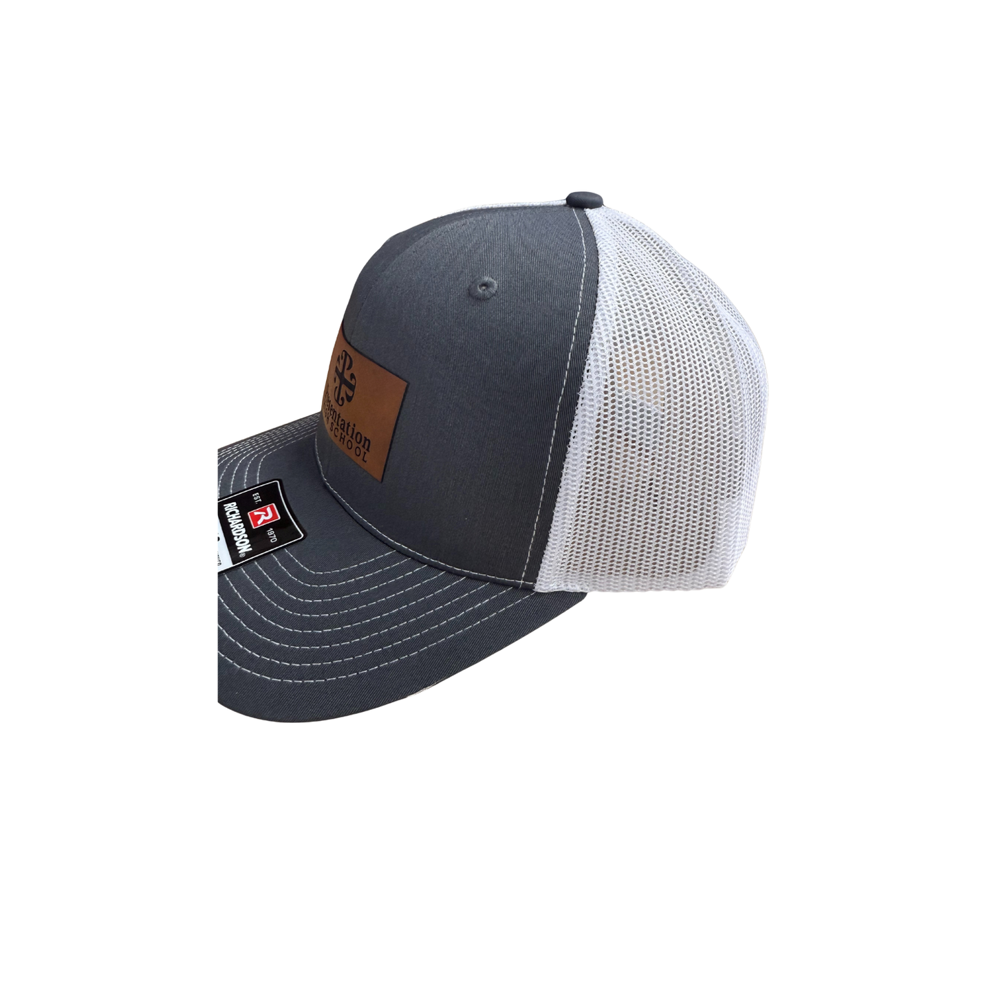 Charcoal Faux Leather Patch Hat