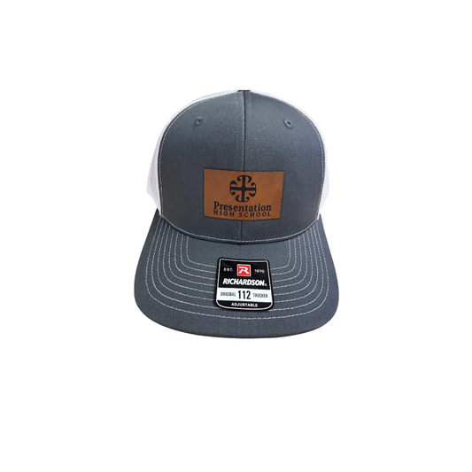 Charcoal Faux Leather Patch Hat